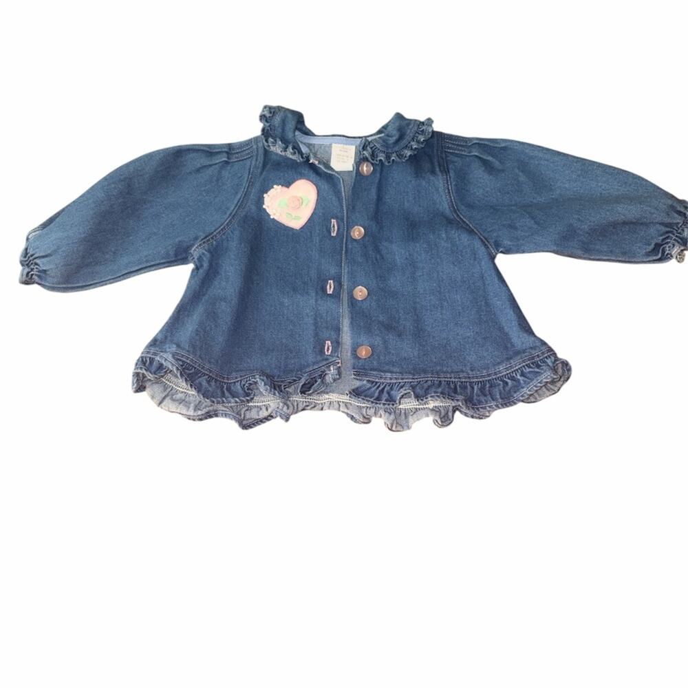 Vintage Denim Ruffle Kids Jacket Size 18 Months